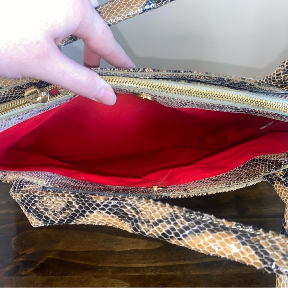 Hobo The Original Snake Skin Leather Shoulder Tote Purse NWT - Picture 6 of 11